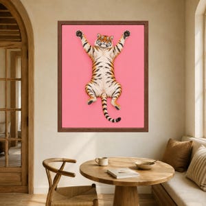 Pink Tiger Wall Art, Funny Animal Print, Maximalist Bedroom Decor (Digital Download) image 5