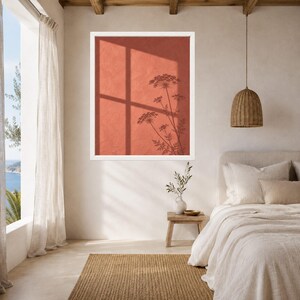 Terracotta Botanical Shadow Print, Minimalist Floral Window Art (Digital Download) image 5