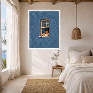 Woman Reading Window Print, Dusty Blue Wall Art, Book Lover Decor (Digital Download) image 5