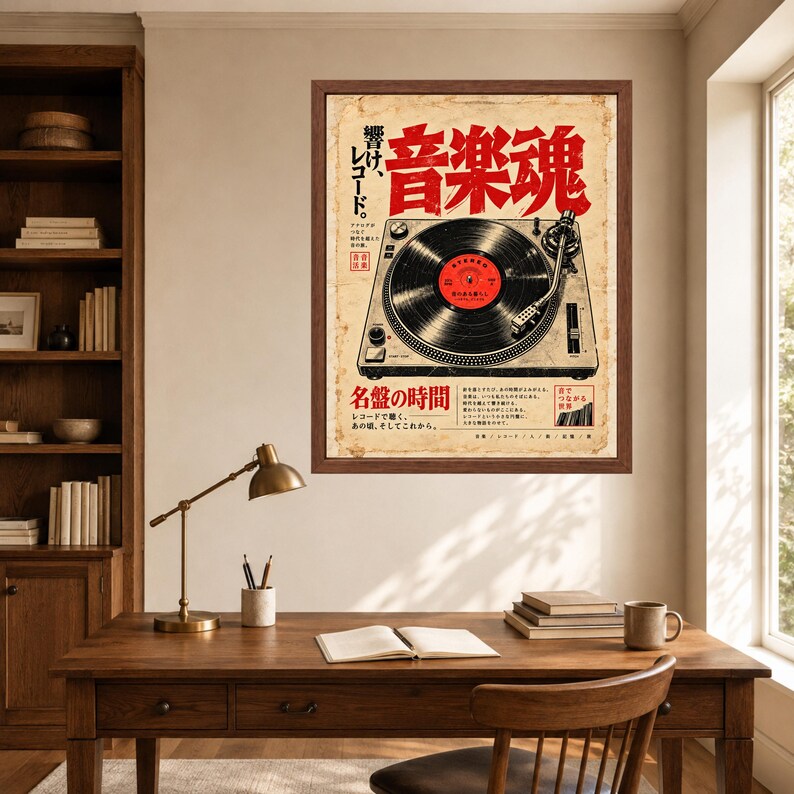 Japanese Turntable Poster, Vinyl Record Wall Art, Retro Music Print (Digital Download) image 6