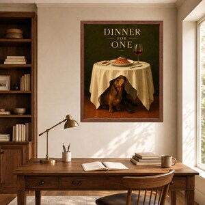Dachshund Wall Art, Funny Kitchen Poster, Spaghetti Dog Print, Dinner for One, Digital Download image 7
