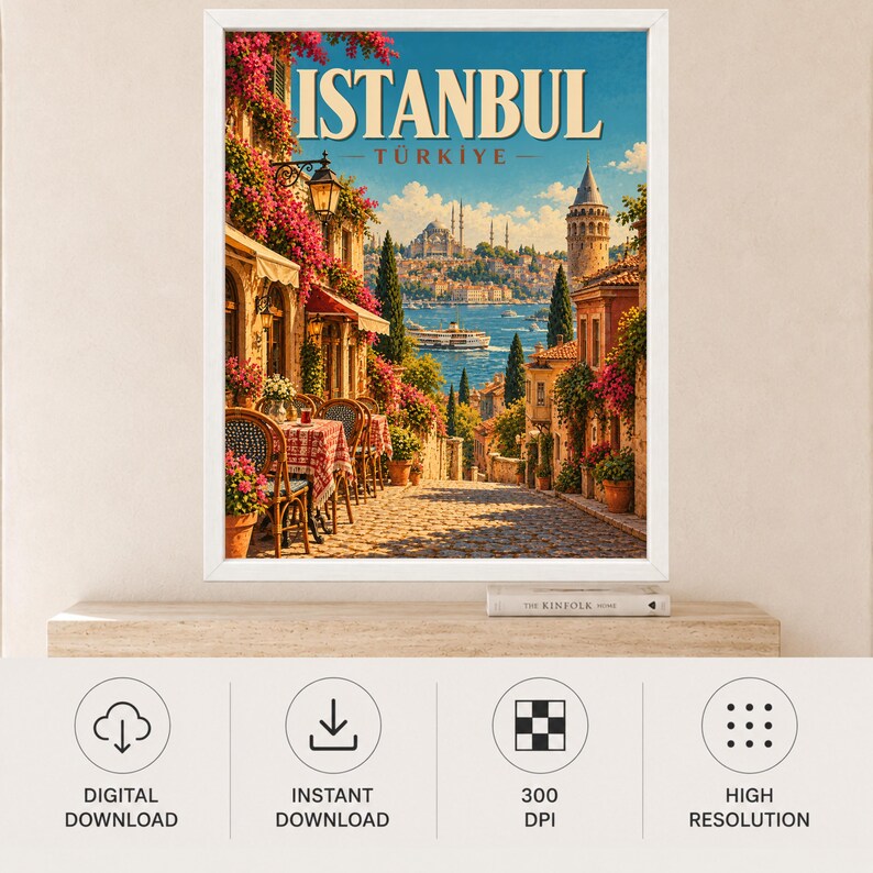 Istanbul Travel Poster, Türkiye Wall Art, Galata Tower Print, Bosphorus City Decor, Digital Download image 11