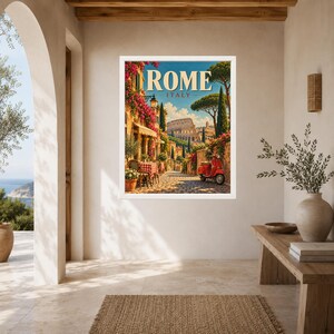 Rome Travel Poster, Colosseum Wall Art, Italy Travel Print, Italian City Decor, Digital Download image 6