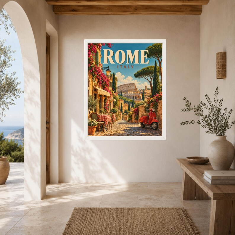 Rome Travel Poster, Colosseum Wall Art, Italy Travel Print, Italian City Decor, Digital Download image 6
