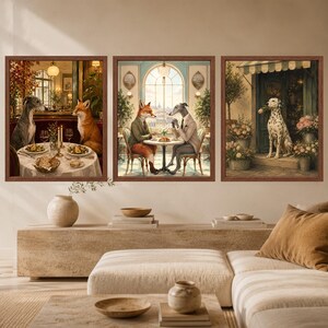 Fox and Greyhound Business Lunch Art, French Cafe Decor (Digital Download) image 9