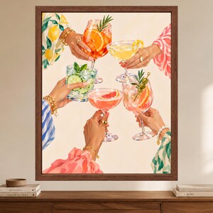 Colorful Cocktail Cheers Print, Girls Night Aperitivo Art (Digital Download) image 2
