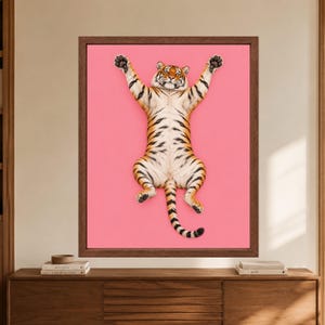 Pink Tiger Wall Art, Funny Animal Print, Maximalist Bedroom Decor (Digital Download) image 8
