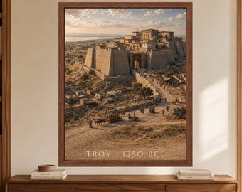Ancient Troy 1250 BCE Wall Art, Bronze Age City Print (Digital Download)