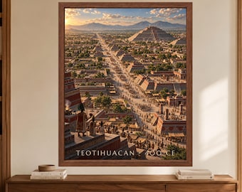 Teotihuacan 400 CE Reconstructed Cityscape, Pyramid of the Sun, Mesoamerican History Print (Digital Download)