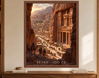 Petra 100 CE Wall Art, Ancient Nabataean City Print, Middle East Decor (Digital Download)