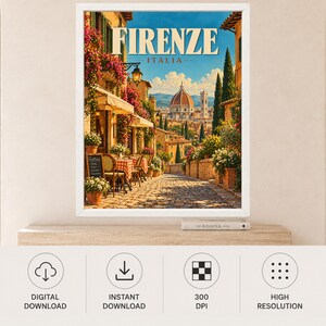 Florence Travel Poster, Duomo Wall Art, Italy Travel Print, Tuscany City Decor, Digital Download image 11