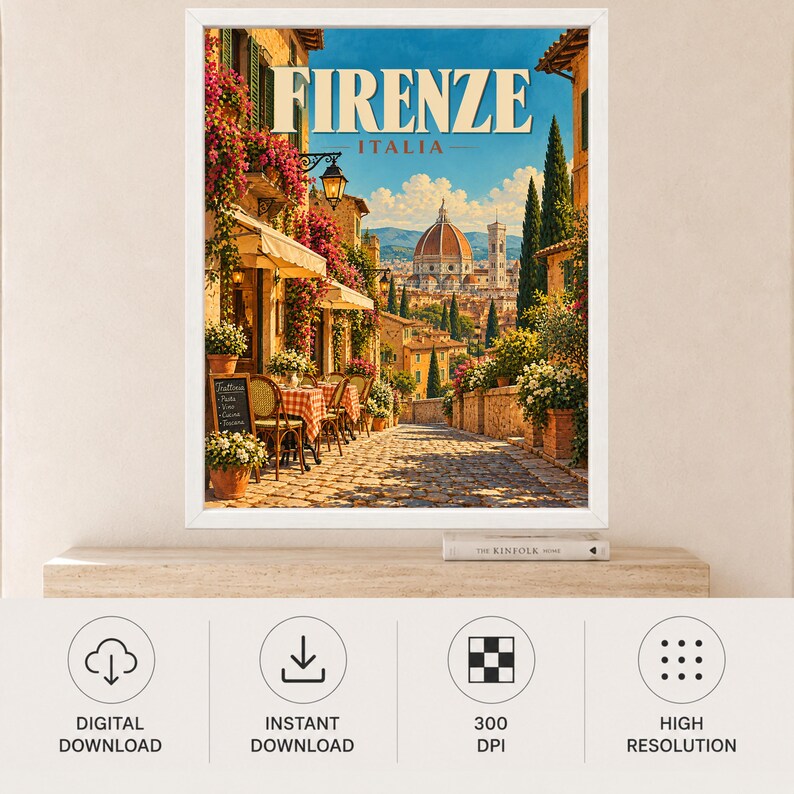 Florence Travel Poster, Duomo Wall Art, Italy Travel Print, Tuscany City Decor, Digital Download image 11