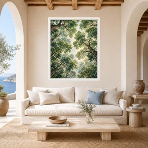 Forest Canopy Print, Looking Up Trees, Green Botanical Wall Art (Digital Download) zdjęcie 3