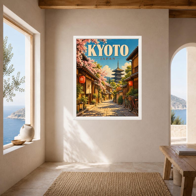 Kyoto Travel Poster, Yasaka Pagoda, Cherry Blossom Japan Print (Digital Download) image 7