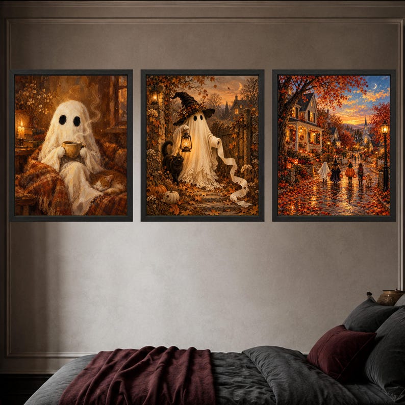 Funny Halloween Ghost Toilet Paper Print, Witch Hat, Black Cat, Autumn Decor (Digital Download) image 9