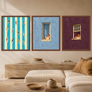 Woman Reading in Window Print, Mediterranean Blue Wall Art (Digital Download) image 9