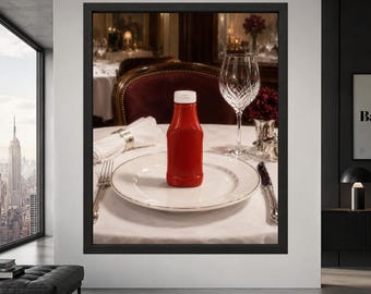 Ketchup Fine Dining Print, Quirky Kitchen Wall Art, Restaurant Poster (Digital Download)