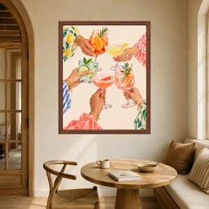 Colorful Cocktail Cheers Print, Girls Night Aperitivo Art (Digital Download) image 5
