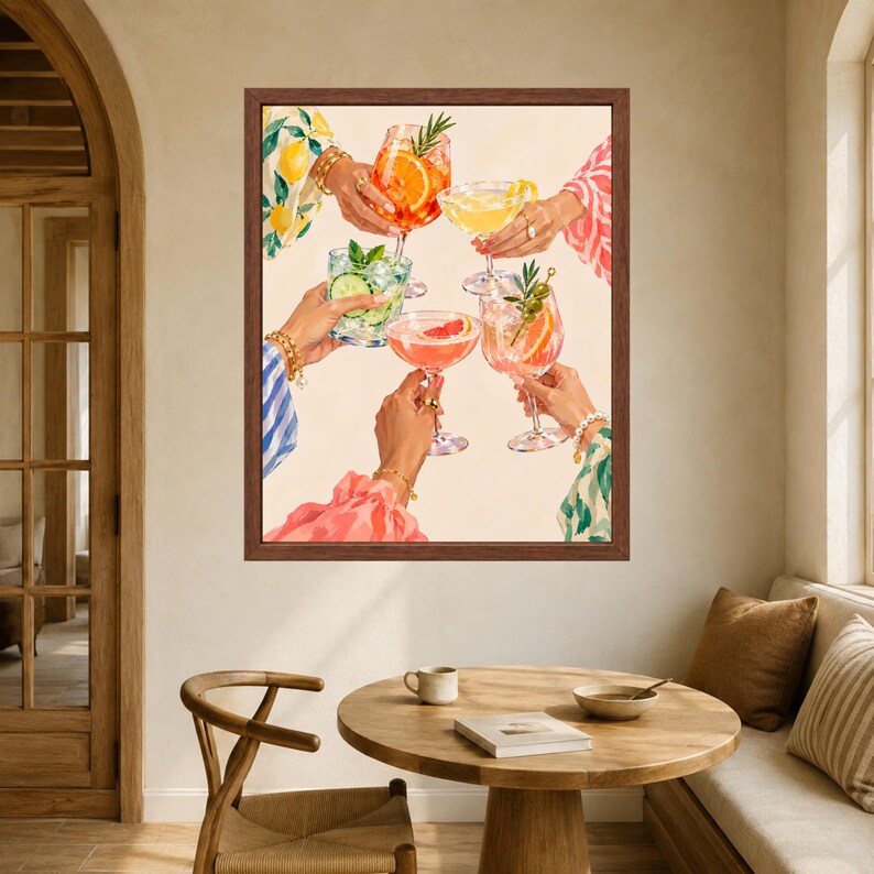 Colorful Cocktail Cheers Print, Girls Night Aperitivo Art (Digital Download) image 5