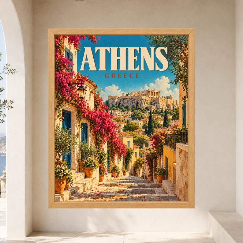 Athens Greece Travel Poster, Acropolis Wall Art, Parthenon Print, Mediterranean City Decor, Digital Download image 9