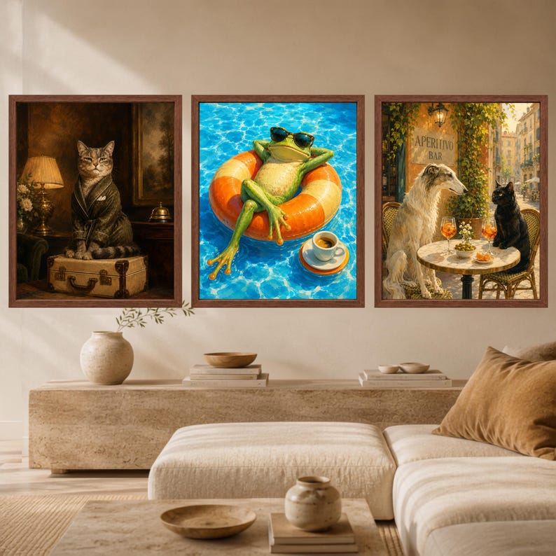 Funny Frog Pool Float Wall Art, Sunglasses Summer Print (Digital Download) image 9
