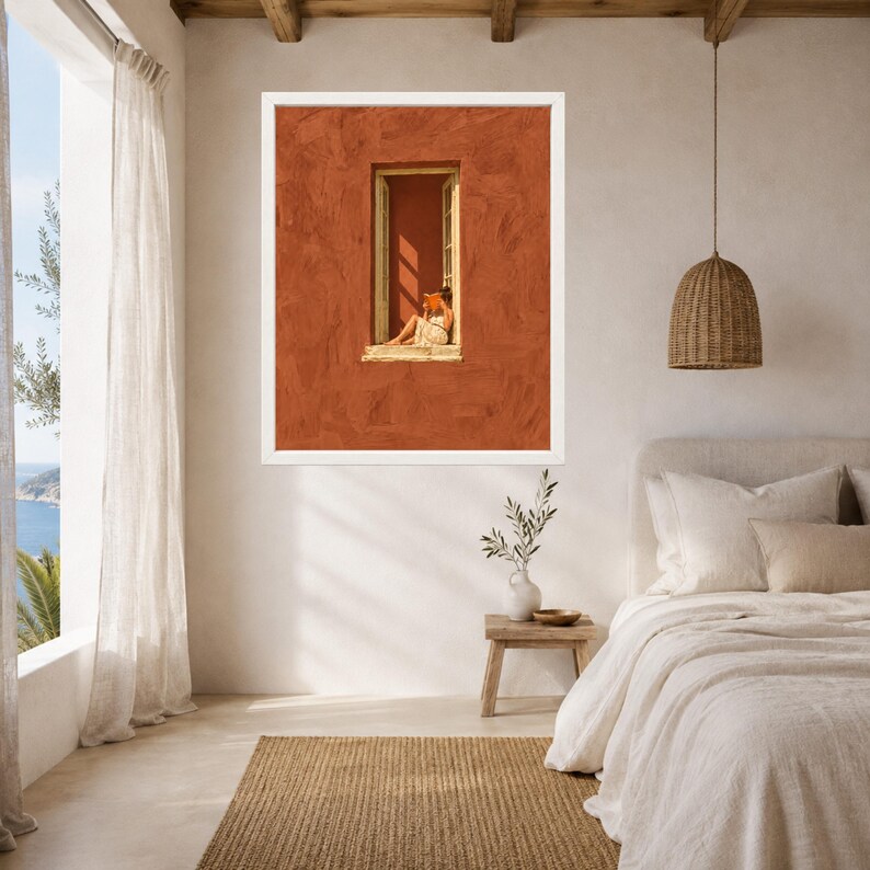 Terracotta Window Reading Nook Print, Mediterranean Book Lover Art (Digital Download) imagen 5