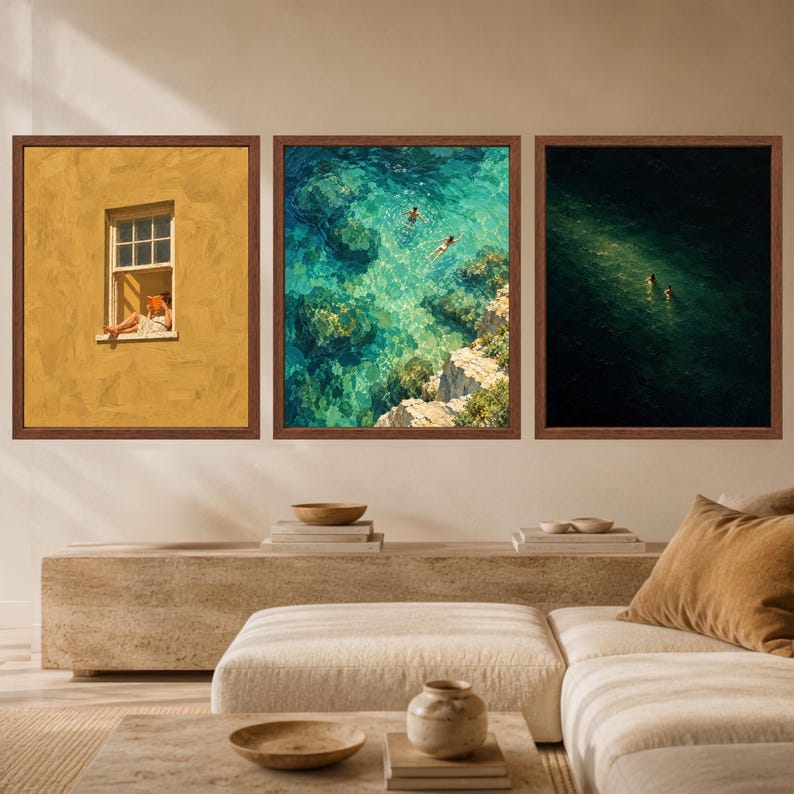 Aerial Swimmers Print, Emerald Cove Turquoise Ocean Art (Digital Download) image 10