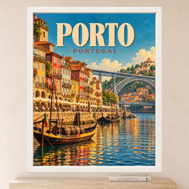 Porto Portugal Travel Poster, Douro River, Dom Luis Bridge Print (Digital Download) image 2