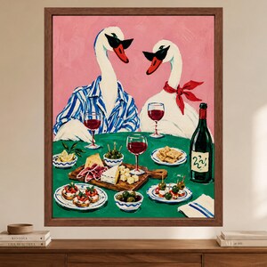 Funny Swan Dinner Party Print, Wine Lover Kitchen Decor (Digital Download) image 2
