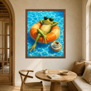 Funny Frog Pool Float Wall Art, Sunglasses Summer Print (Digital Download) image 6