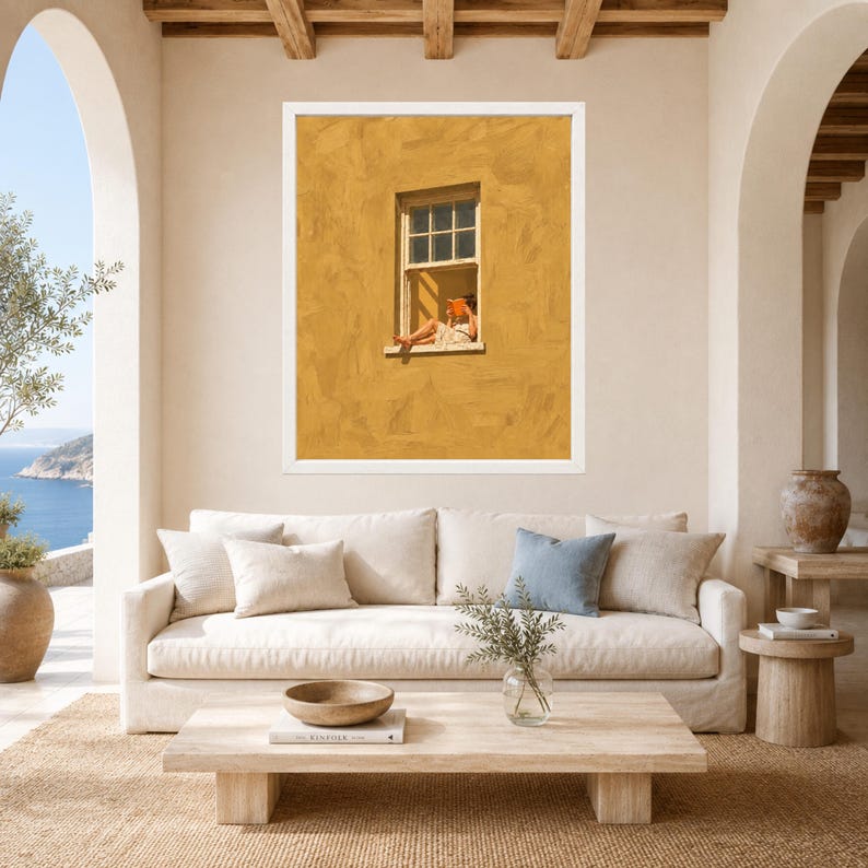 Woman Reading Window Print, Mustard Yellow Wall Art, Book Lover Decor (Digital Download) image 3