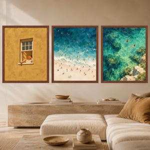 Aerial Beach Swimmers Print, Turquoise Ocean Wall Art (Digital Download) image 10