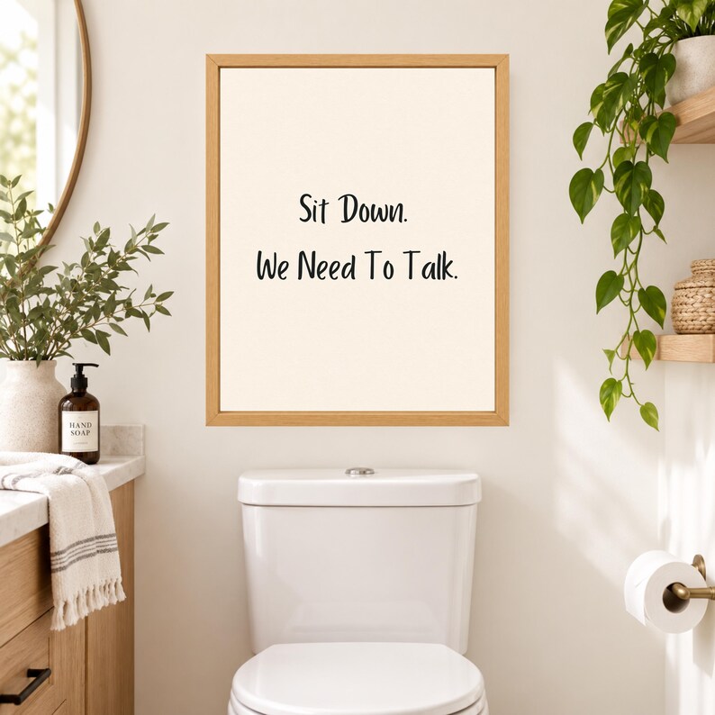 Funny Bathroom Print, Toilet Humor Wall Art, Minimalist Black Lettering (Digital Download) image 8