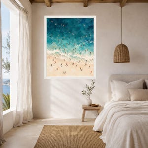 Aerial Beach Swimmers Print, Turquoise Ocean Wall Art (Digital Download) image 5