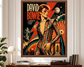 David Bowie Starman Poster, Glam Rock Ziggy Stardust Print (Digital Download)