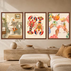 Folk Art Lobster Print, Coastal Kitchen Decor, Nautical Seafood Poster (Digital Download) image 10