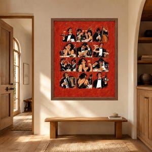 Italian Dining Scene Print, Red Restaurant Art, Wine Pasta Poster (Digital Download) image 8