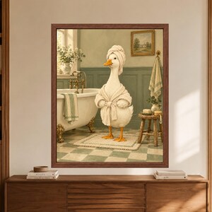 Funny Duck Spa Day Print, Sage Green Bathroom Decor (Digital Download) image 8