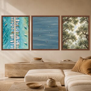 Minimalist Surfers Ocean Print, Muted Blue Coastal Wall Art (Digital Download) image 9
