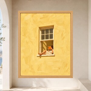 Woman Reading Window Art, Yellow Wall Print, Book Lover Decor (Digital Download) image 8