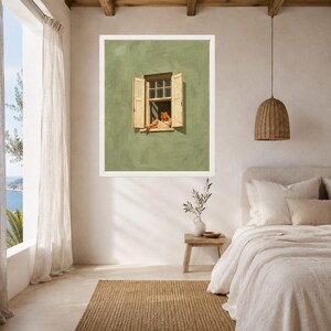 Woman Reading in Window Print, Sage Green Wall Art, Book Lover Decor (Digital Download) image 5