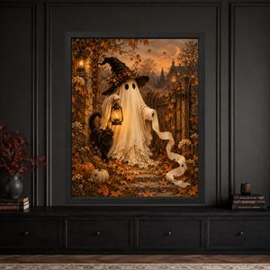 Funny Halloween Ghost Toilet Paper Print, Witch Hat, Black Cat, Autumn Decor (Digital Download) image 8