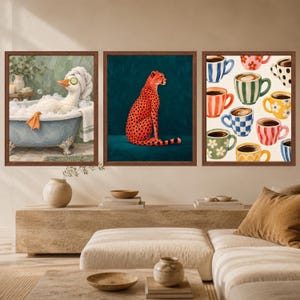 Cheetah Wall Art, Orange Teal Maximalist Animal Print (Digital Download) image 9