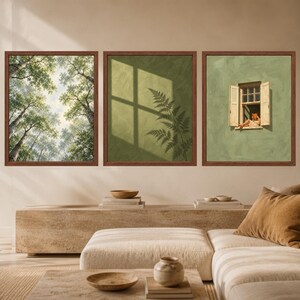 Sage Green Fern Shadow Print, Minimalist Nature Wall Art (Digital Download) image 10