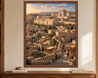 Jerusalem Wall Art, Second Temple Poster, Ancient Jerusalem Print, Biblical Archaeology Decor, Digital Download