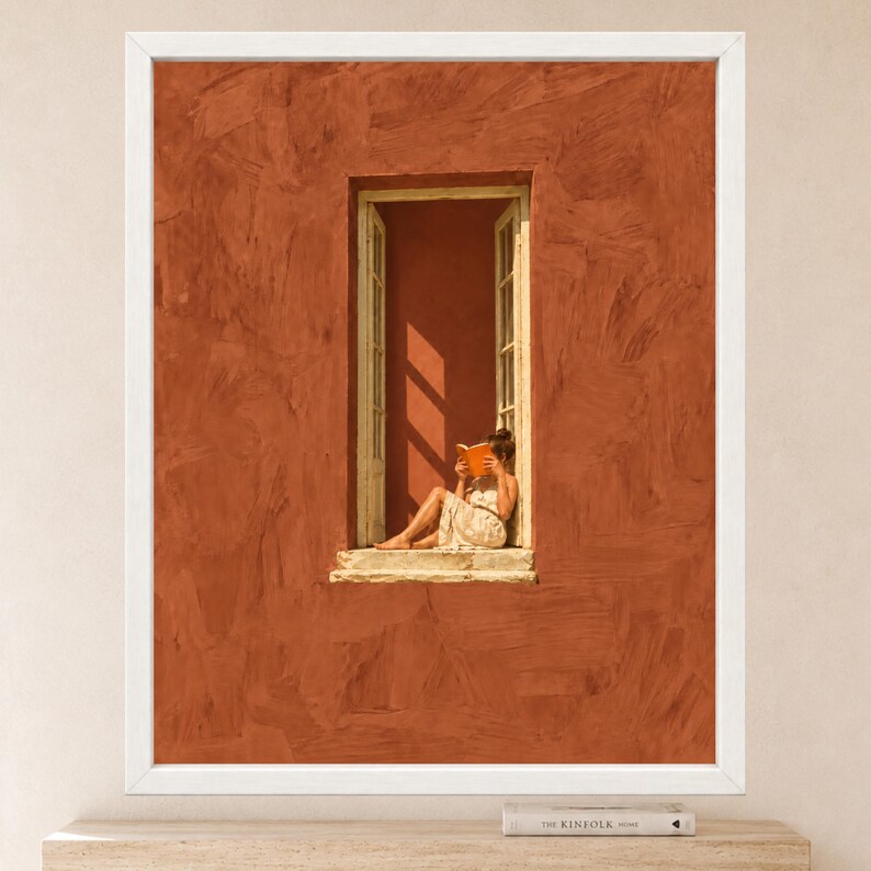 Terracotta Window Reading Nook Print, Mediterranean Book Lover Art (Digital Download) imagen 2