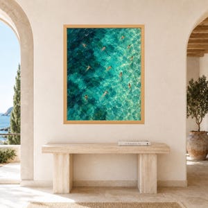 Aerial Ocean Swimmers Print, Turquoise Sea Pattern, Coastal Art (Digital Download) image 8
