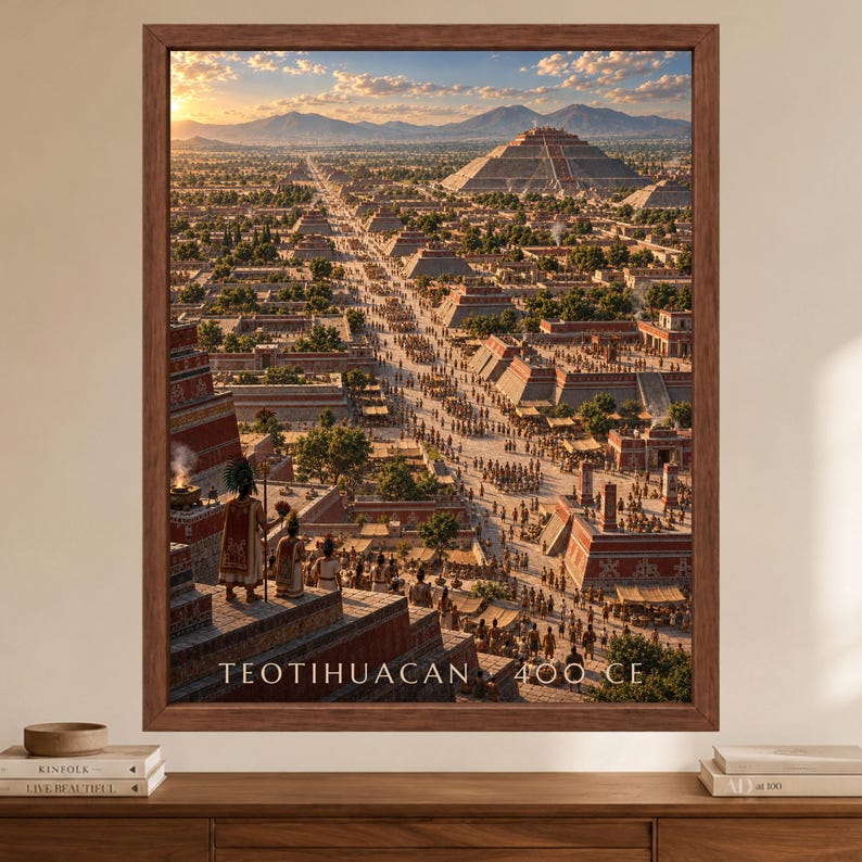 Teotihuacan 400 CE Reconstructed Cityscape, Pyramid of the Sun, Mesoamerican History Print (Digital Download) image 2