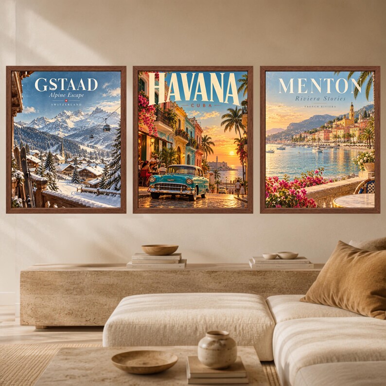 Havana Cuba Travel Poster, Classic Car, Tropical Sunset (Digital Download) image 10
