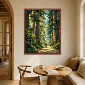 Japanese Forest Temple Path Print, Cedar Trees, Zen Woodland Art (Digital Download) image 5